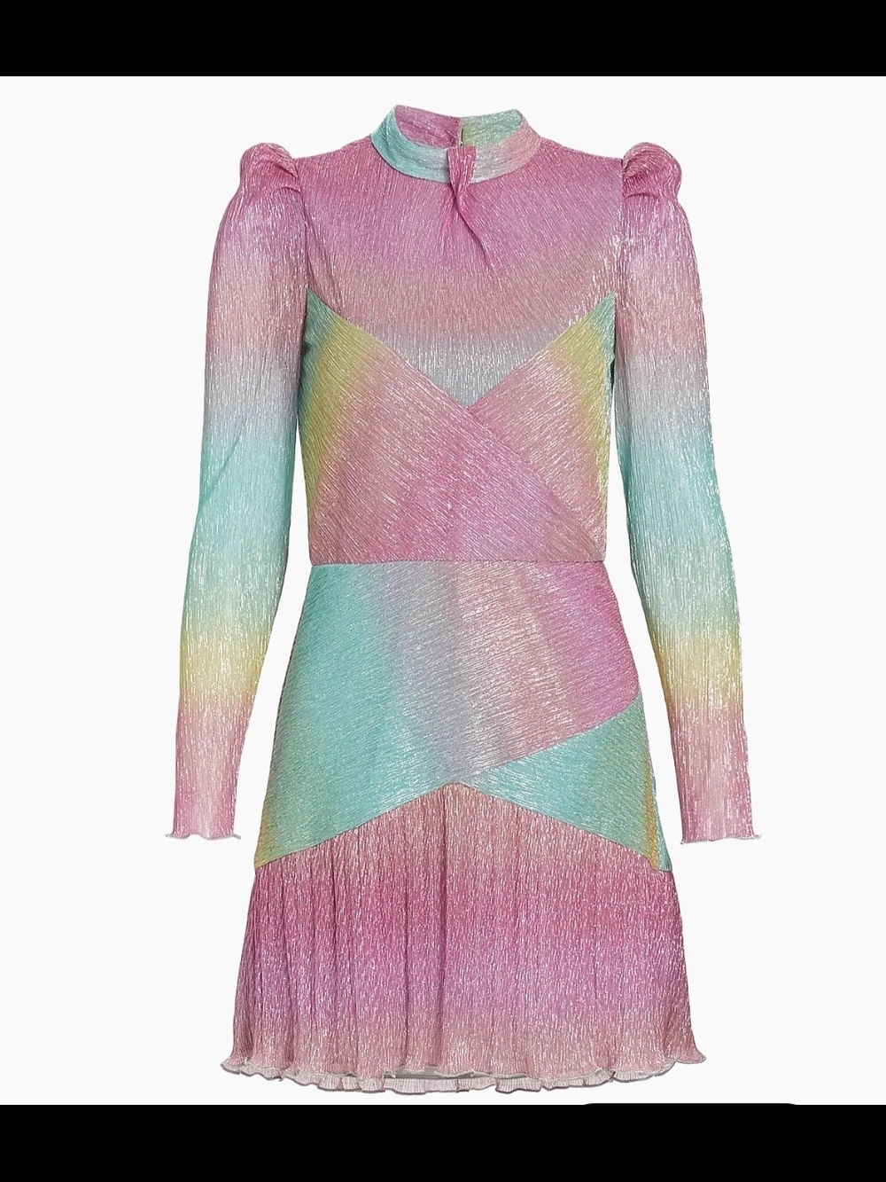 NEW Saylor Pastel Rainbow Long Sleeve Mini Dress Size S Preppy Coquette Y2K 80s